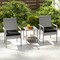 Mix Grey Rattan 3-Piece Patio Bistro Set with Cushions and Glass Table
